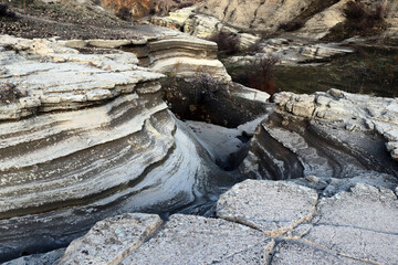 rock eroded by the flow of water
