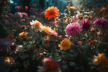 Fototapeta na wymiar Stunning watercolor flower garden set. Generative AI