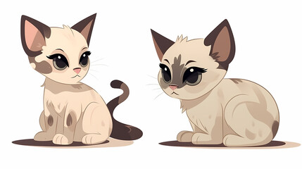 Whisker Whimsy: A Hilarious Siamese Cats Illustration, AI Generated