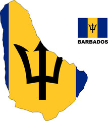 BARBADOS FLAG MAP