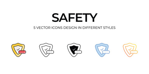 Safety Icon Design in Five style with Editable Stroke. Line, Solid, Flat Line, Duo Tone Color, and Color Gradient Line. Suitable for Web Page, Mobile App, UI, UX and GUI design.