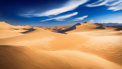 Fototapeta na wymiar Desert dunes landscape blue sky generative AI