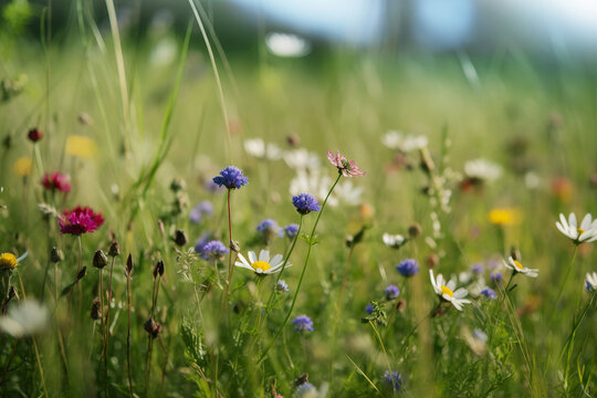 Flowers in the field. Generative ai. 