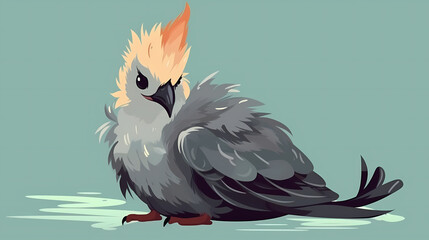 Exquisite Cuckatoo: A Captivating Flat Design Illustration, AI Generative