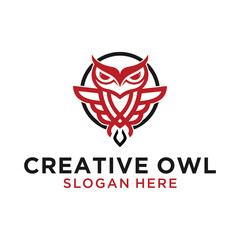 Owl vector design using line concept and business logo