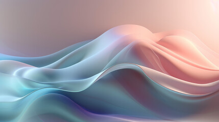 Abstract Background with 3D Waves, Colorful Pastel Gradient.