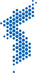 hexagon shape korea map.