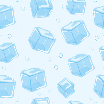 Ice cubes background. Seamless pattern. Vector illustration.