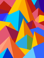 Multicolored abstract polygonal triangles shaped background.