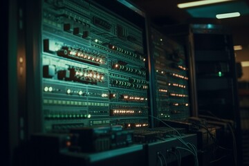 A computer terminal found inside a server room. Generative AI