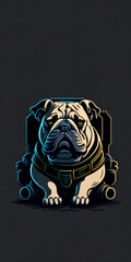 mutant bulldog illustration.-generative art.