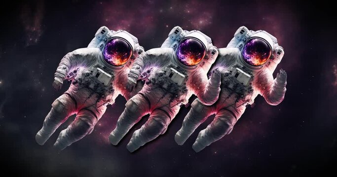 Single astronaut floating in space with dust and stars, created using generative ai technology