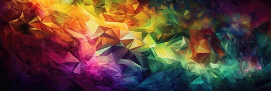 Purple Green Yellow An Image Of A Colorful, Crystalline Structure Background. Generative AI