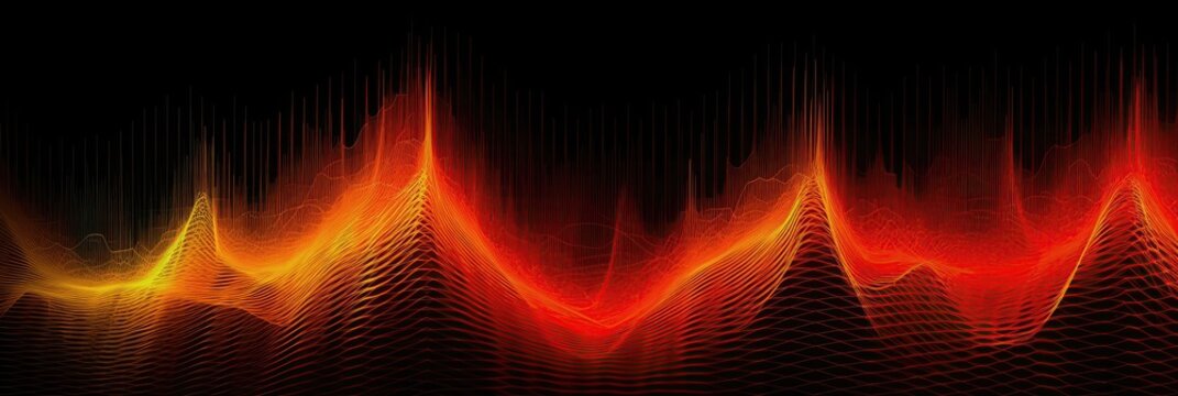 Red Orange Yellow A Digital Representation Of Sound Waves In An Array Of Colors Background. Generative AI