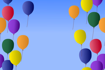 Pride month background LGBTQ Pride Flag Colours. Vector banner with rainbow balloons fly in the sky. Symbol of freedom pride month June support. 