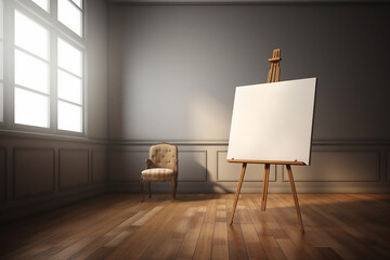 Blank Painting Canvas in a home for mockup purpose 