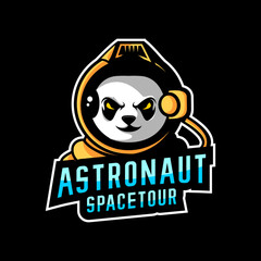 Vector illustration of a panda animal wearing an astronaut costume