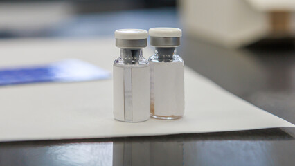 Closeup view of samples with vaccine.