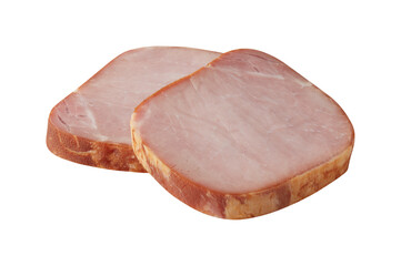 sliced ​​fresh ham with cut out isolated on background transparen