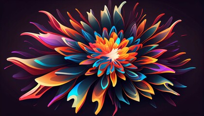 Kaleidoscopic Abstract Floral Explosion, Dazzling Hues, Radiant Display, High-Resolution 8K Art. Generative AI