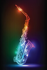 Music instrument Saxophone hand drawn sketch