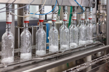 Spirit plant workshop with vodka bottling line.