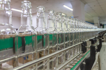 Vodka bottling line at spirit plant.