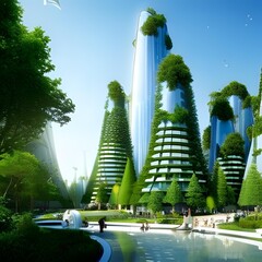 Eco-friendly city of the future created with Generative AI Tecnology