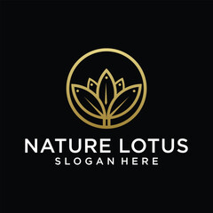 Fototapeta premium lotus flower vector template, with line shades and company logo