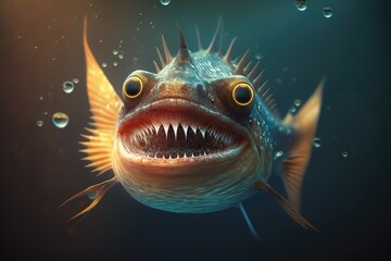 Angry fish with big teeth