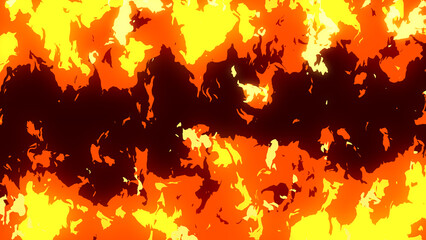 アニメ風の上下が燃え盛る炎の背景イラスト