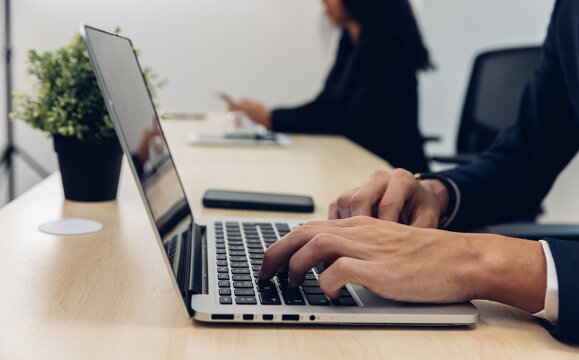 Business people using smart phone or computer for Chat GPT Chat with AI or Artificial Intelligence. Chat GPT, artificial intelligence Ai Chat GPT, AI technology to assist humans work. 