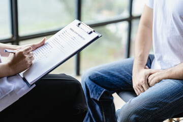 Doctors are consulting with young men about prostate cancer and venereal diseases and sexual...