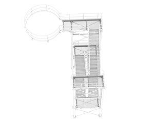 Spiral staircase isolated on transparent background. 3d rendering - illustration
