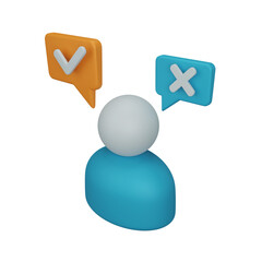 This or that people opinion 3D rendering icon isolated, perfect for business presentation