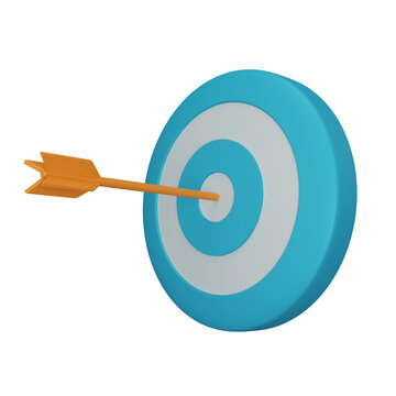 Dart hitting target idea 3D rendering icon isolated, perfect for business presentation