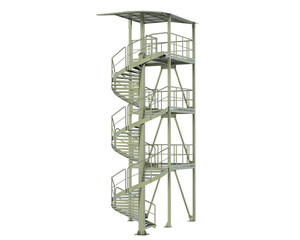 Spiral staircase isolated on transparent background. 3d rendering - illustration