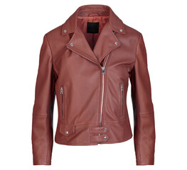 Brown leather jacket for men's fashion isolated at white background.