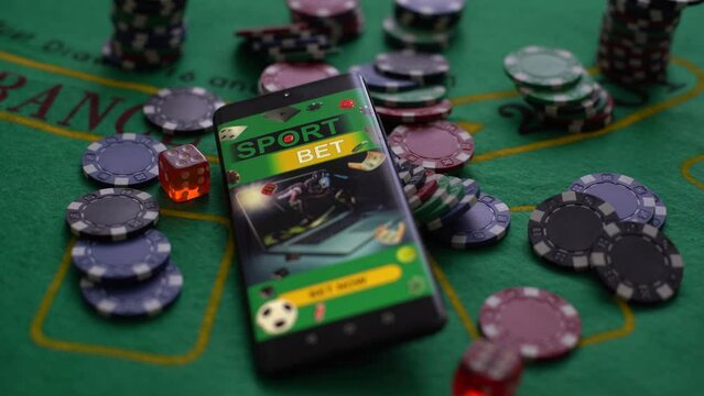 smartphone sports betting casino on the background.