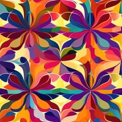 Abstract seamless pattern with colorful flowers. Generative AI