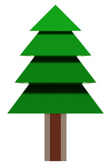 3d illustration of low poly pine tree isolated.