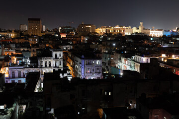 Fototapeta na wymiar Night view of Havana skyline in Cuba