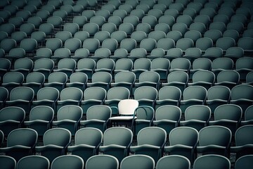 a stadium packed with fans, but one seat remains empty, created with generative ai