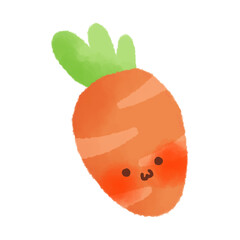 hand painted cartoon characters,vegetables,orange carrots,clear background cartoon