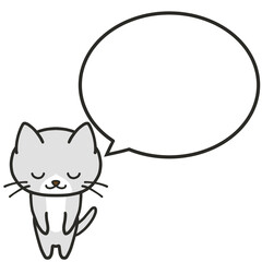 丁寧にお辞儀をして何かを伝えるハチワレグレー猫