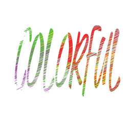 decorative colorful text, multicolored typography on white background