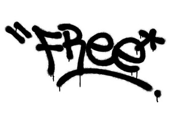 Isolated spray-painted graffiti tag FREE over white.