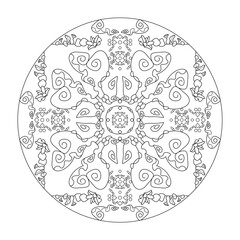 Mandala Coloring Page with flowers. Abstract. Vector illustration.