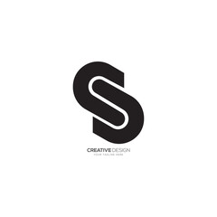 Modern letter S with black line art unique monogram flat logo