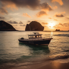 boat at sunset